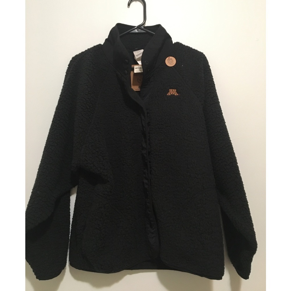 PINK Victoria Secret Sherpa Jacket Black University of Minnesota 010.